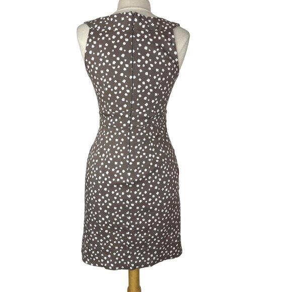 Robbie Bee Sheath Dress Brown White Size 6 Polka Dots Sleeveless Pockets Lined - Picture 2 of 8